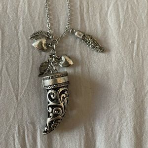 Adorable Silver Tone long charm necklace!